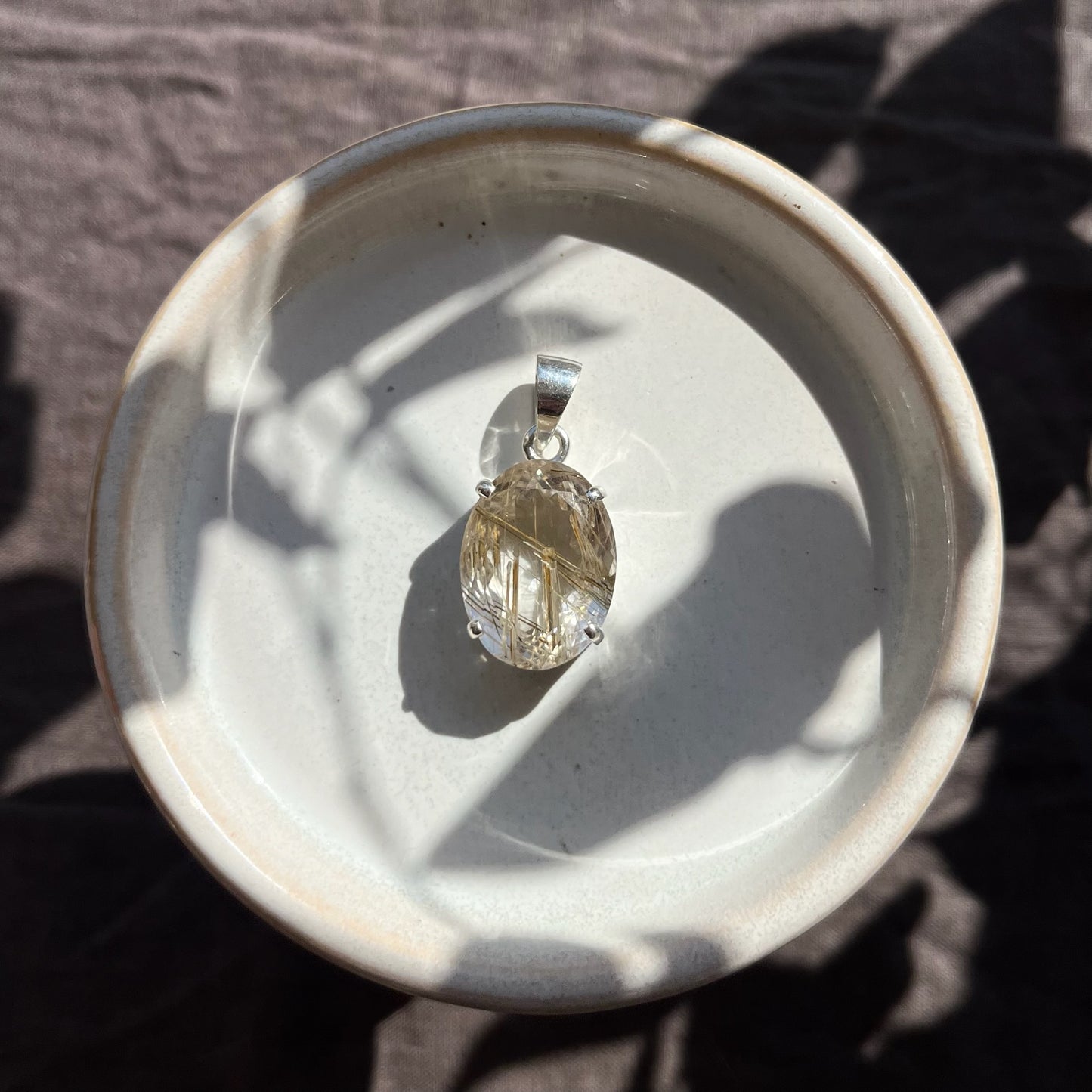 Rutilated Quartz Silver Pendant