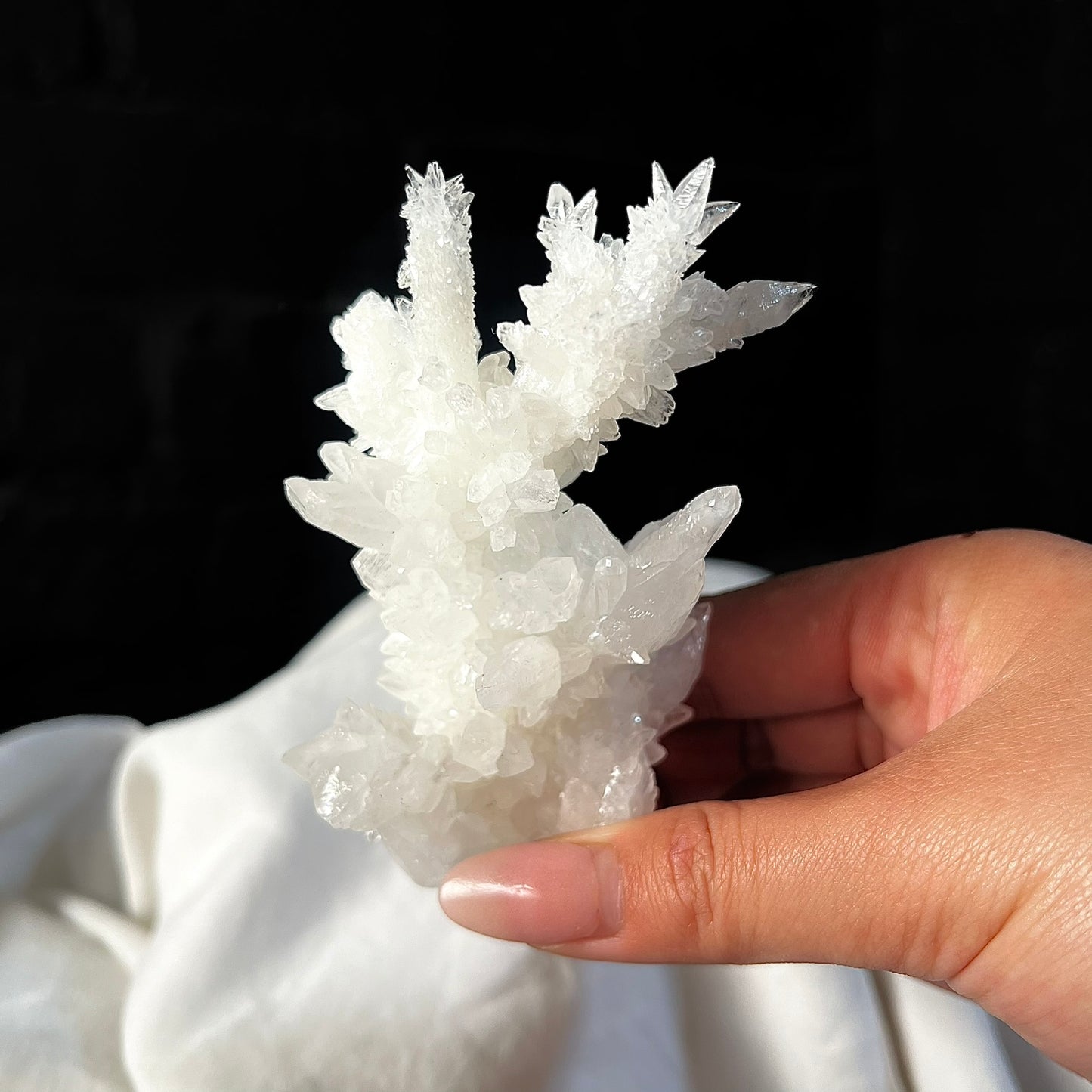 White Aragonite and Calcite Cluster Specimen