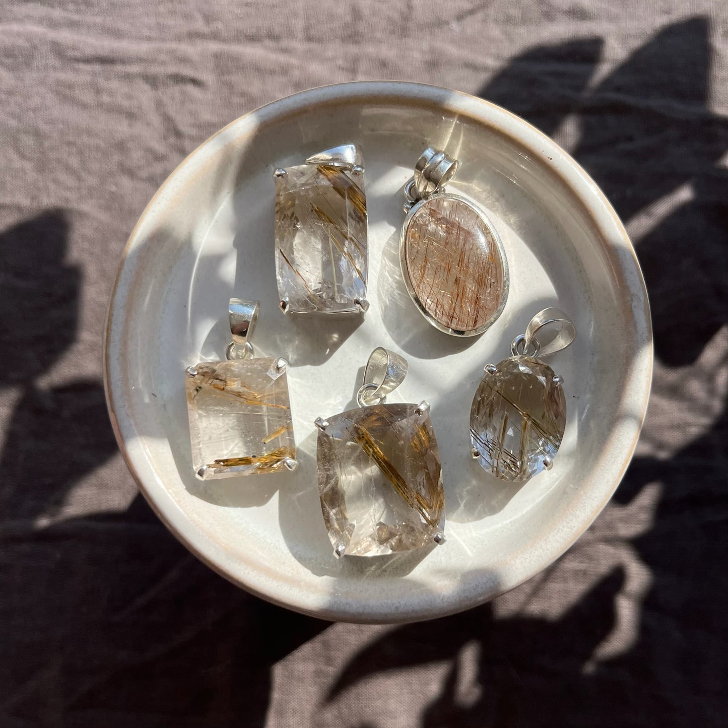 Rutilated Quartz Silver Pendant