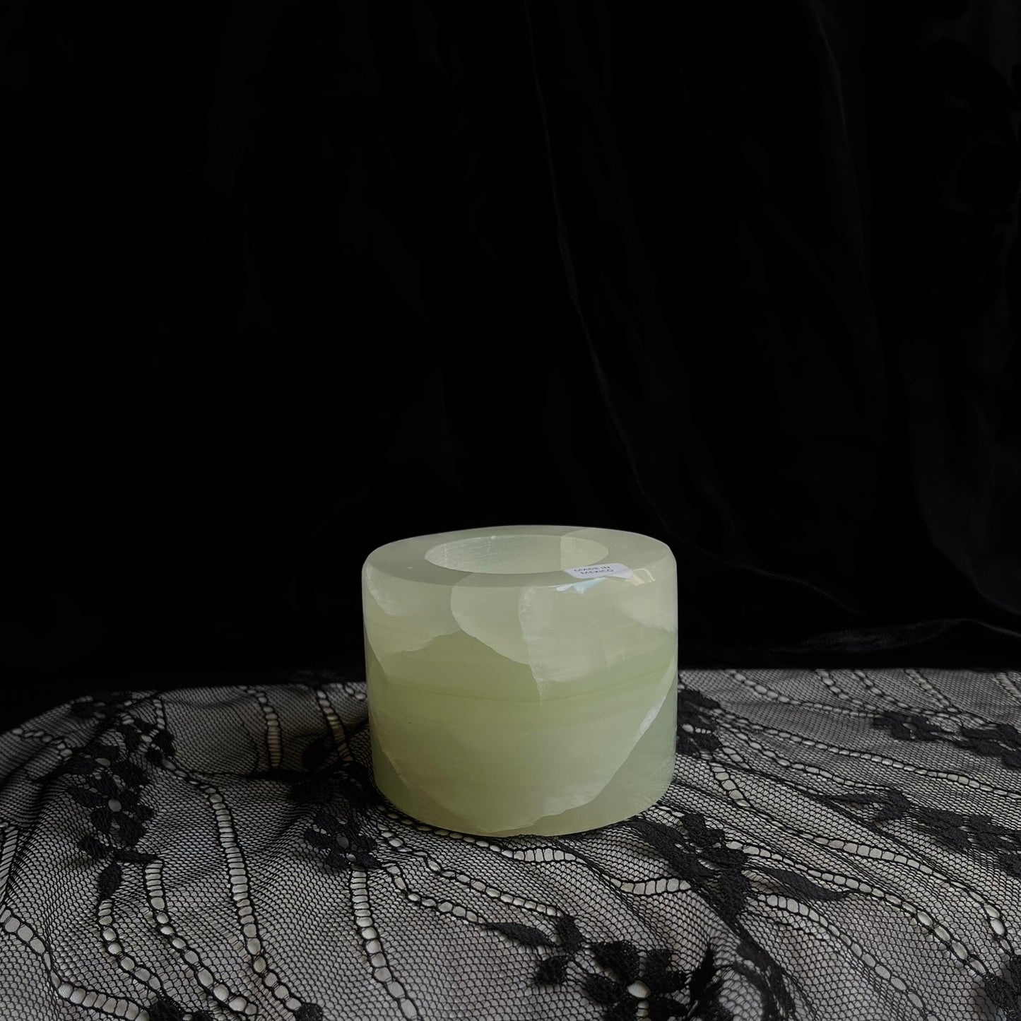 Green Banded Calcite Candle Holder