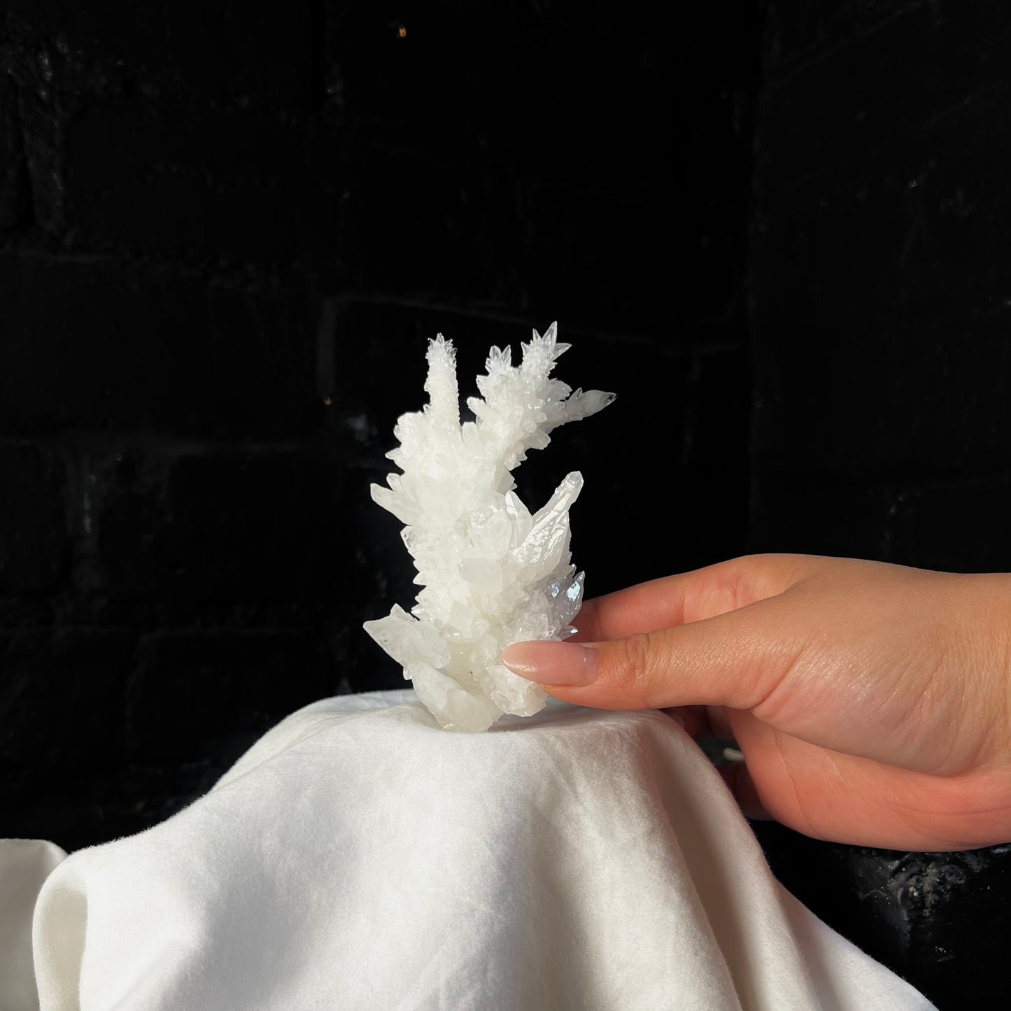 White Aragonite and Calcite Cluster Specimen