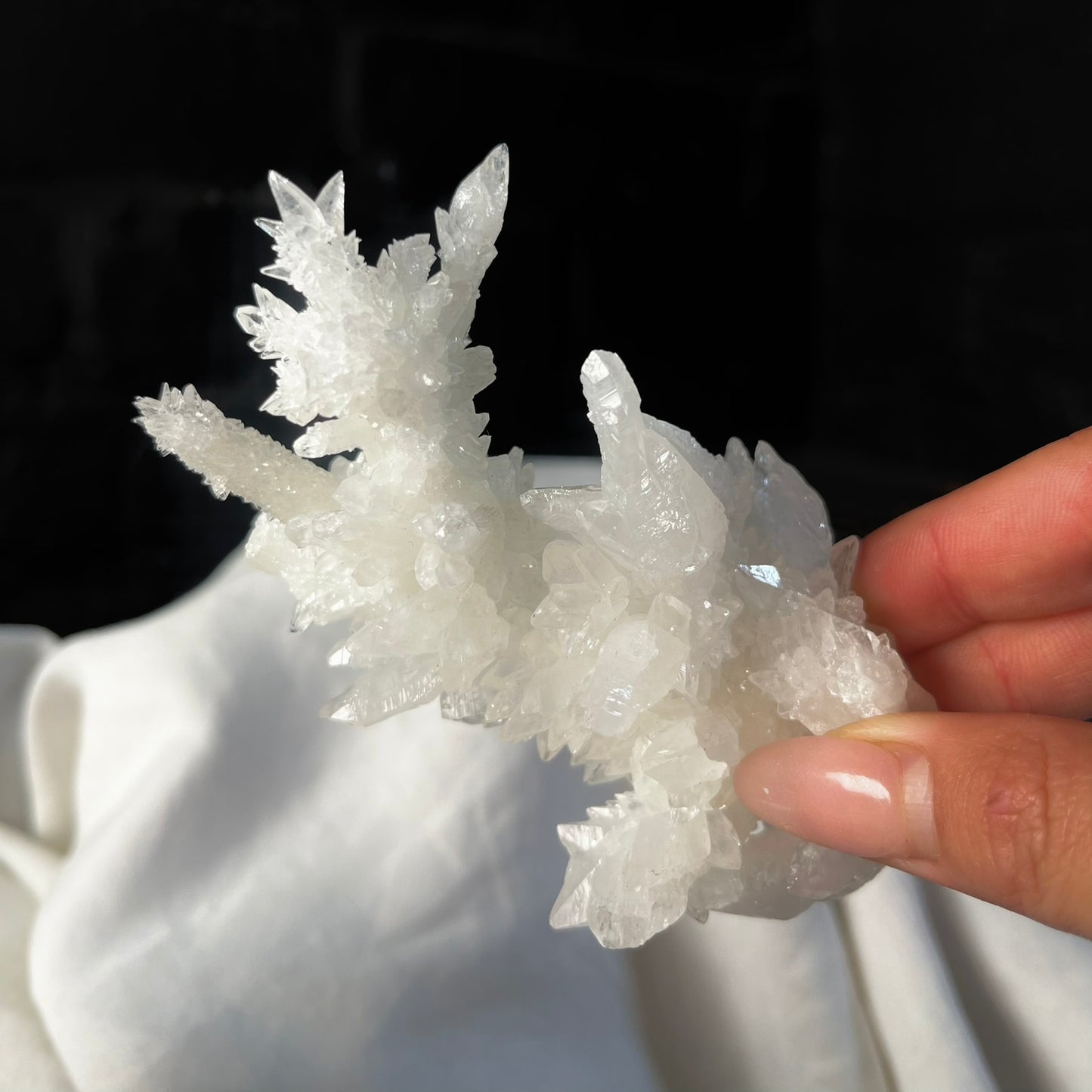 White Aragonite and Calcite Cluster Specimen